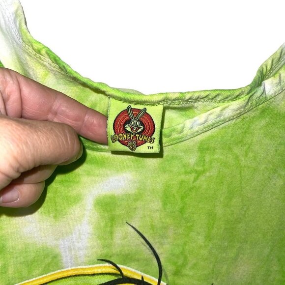 Looney Tunes Womens Swim Coverup Tank Top Vintage 90s Tweety Bird Tie Dye Green - Picture 4 of 9